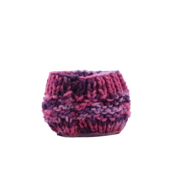 Handmade Hand Knit Waves Purple and Pink Acrylic Mug Cozy - Picture 3 of 3